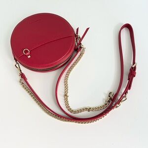 Bandolier Red Round Leather Crossbody Bag